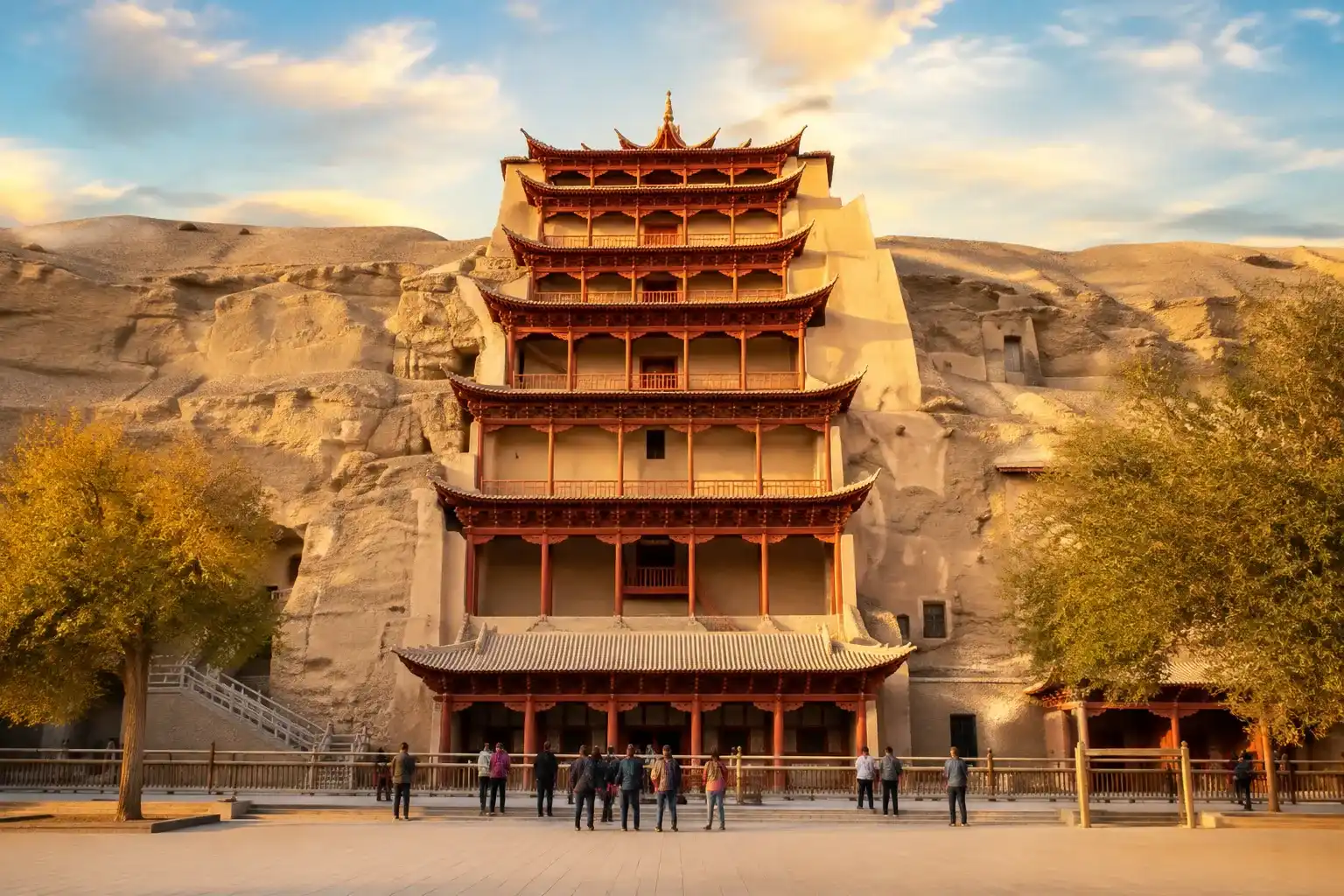 Dunhuang attraction ticket booth with price signs